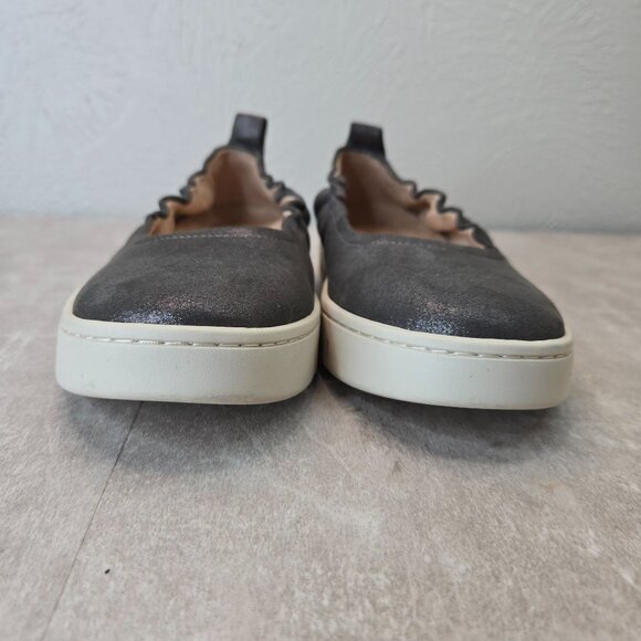 Vionic Ballet Flats Leather Gray Metallic Comfort Slip On Ballerina Shoes Size 7 - Picture 3 of 11